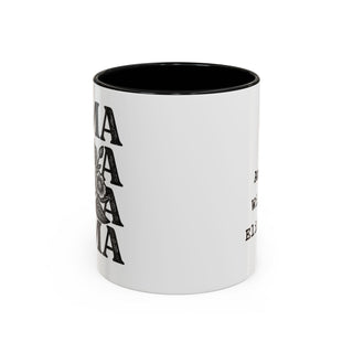 White mug with black interior, featuring "Mama" and "Eliza" text.