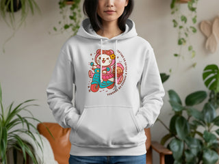 Adorable Bear with Crayons White Hoodie product