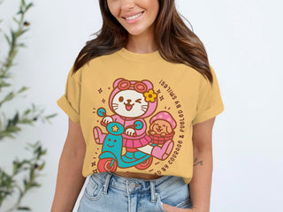 Cute Cat and Dog Scootering Fun Graphic T-shirt Product