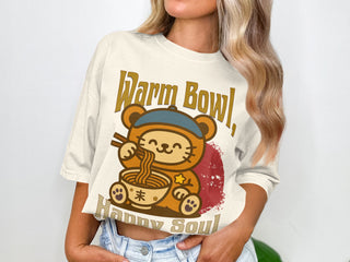 Warm Bowl Happy Soul Cartoon Cropped T-shirt product type