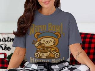 Warm Bowl Happy Soul Cute Bear Eating Noodles Shirt product