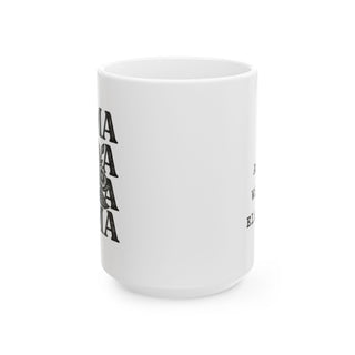 White mug with black text "MAH NA MAH NA" repeated and "EL PASO TX".