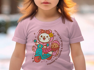 Cute Cat and Puppy on Scooter Pink Kids T-shirt product type