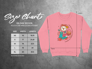 Cute Teddy Bear Designed Youth Crewneck Sweatshirt Product