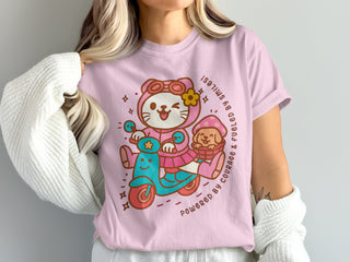 Cute Cat and Bear on Scooter Graphic T-shirt product type