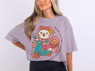 Cute Cat and Bear Riding Scooter Design T-Shirt product type