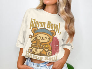 Warm Bowl Happy Soul Cute Bear Eating Noodles Shirt
