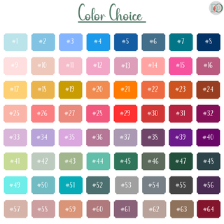 1. doveora Color choice chart with 64 background colors for personalized name blankets—customized minky and sherpa throws.
